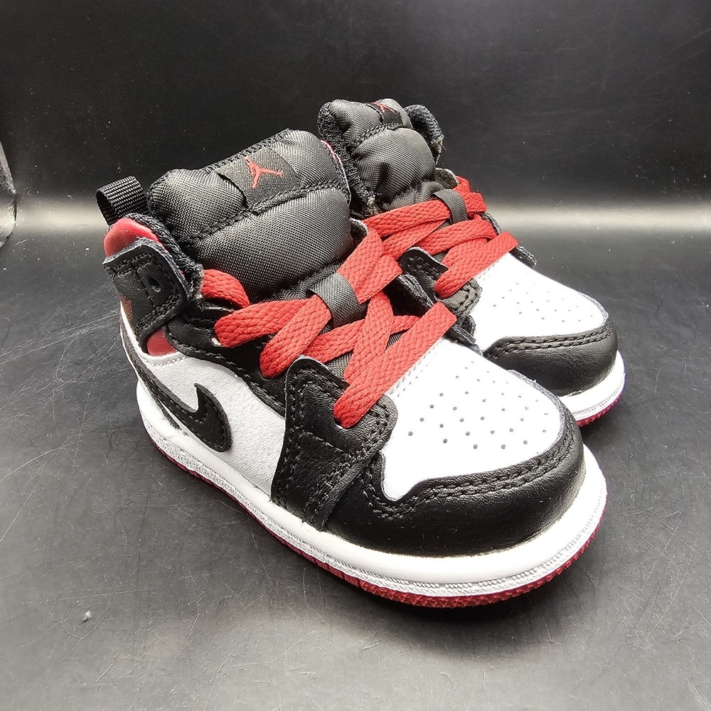 JORDAN 1 MID TODDLER WHITE / GYM RED-BLACK DQ8425 106 SIZE 4C